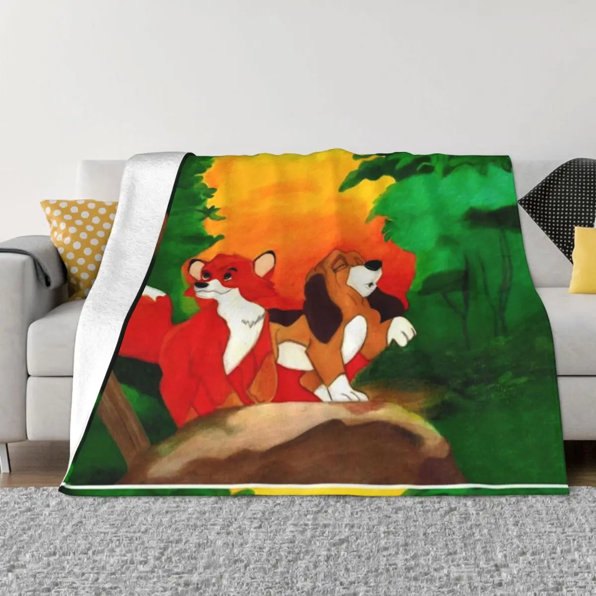 

A Fox and Hound Throw Blanket Cute Bed Fashionable Fluffys Large Blankets