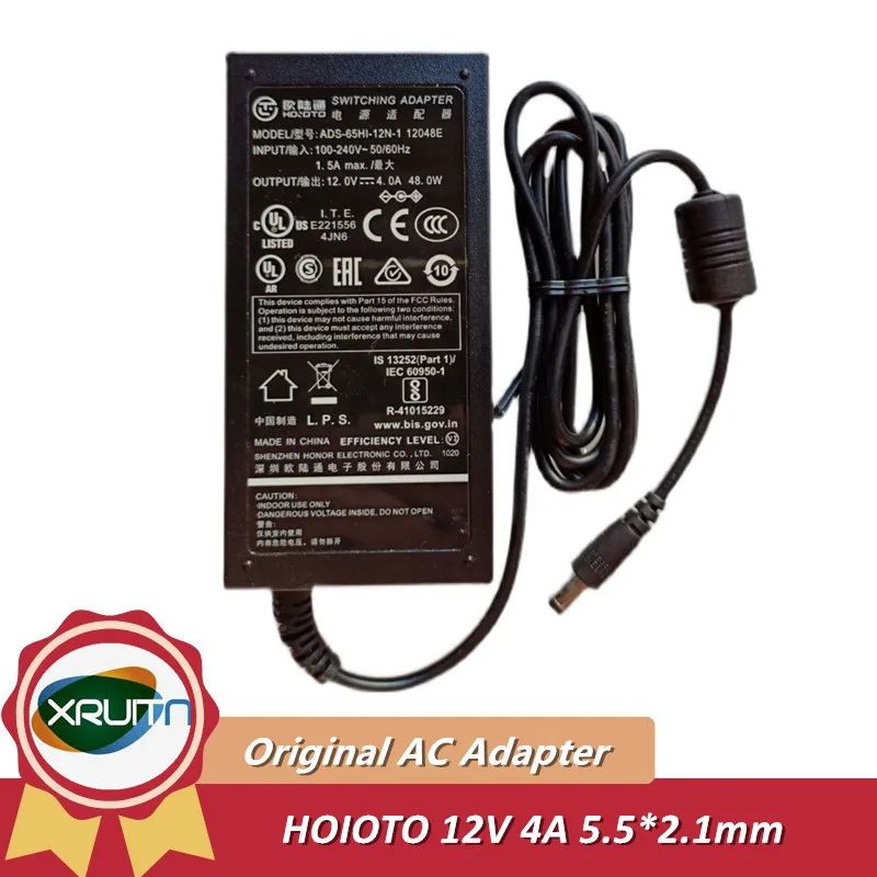 Genuine HOIOTO ADS-65HI-12N-1 12048E 12V 4A 48W 5.5x2.1mm AC Switching Adapter ChargerFor Hikvision Video Recorder Power Supply