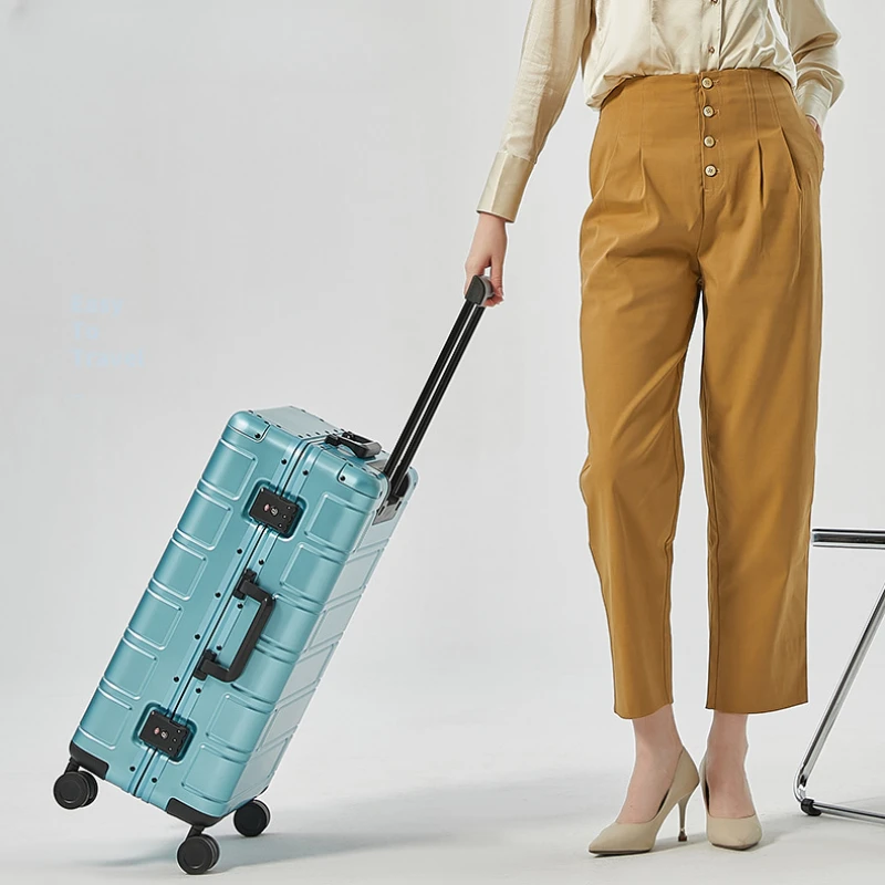 All-aluminum Suitcase Universal Wheel Women's Fashion Trolley Case 24-inch Password Suitcase 20-inch Light Suitcase Unisex