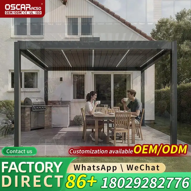 Retractable Louvered Sun Shade with Rot Proof Waterproof Canopy Outdoor Kit 4x6 Motorized Eco Friendly for Garden Patio Backyard