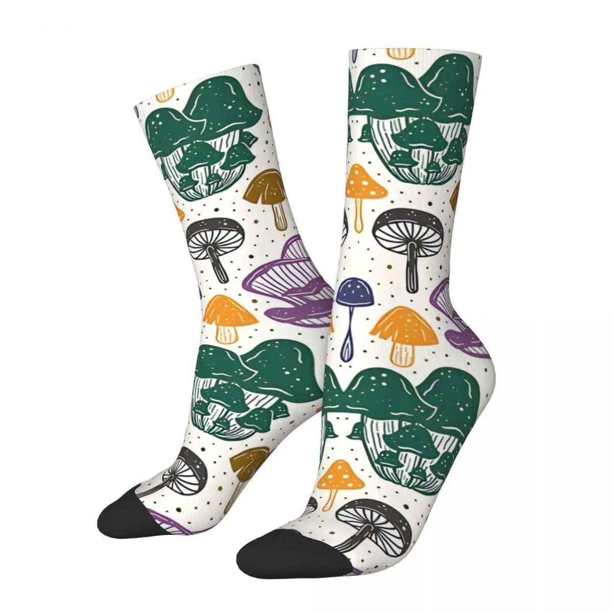 Colorful Mushroom Pattern Plants Tropical Floral Farmer Socks Hip Hop Retro Men's Socks Unisex 3D Printed Funny Sock Gift