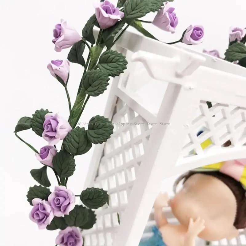 الحرف اليدوية زهرة الورد الاصطناعية لبيت الدمية المناظر الطبيعية اكسسوارات ترتيب الزهور لمشهد حديقة مصغرة 1/12