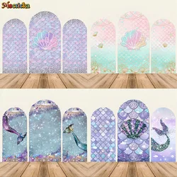 Mocsicka Mermaid Arch Backdrop Covers 2-Sided Girl Birthday Party Decor Newborn Baby Shower Background Photo Studio Props Custom