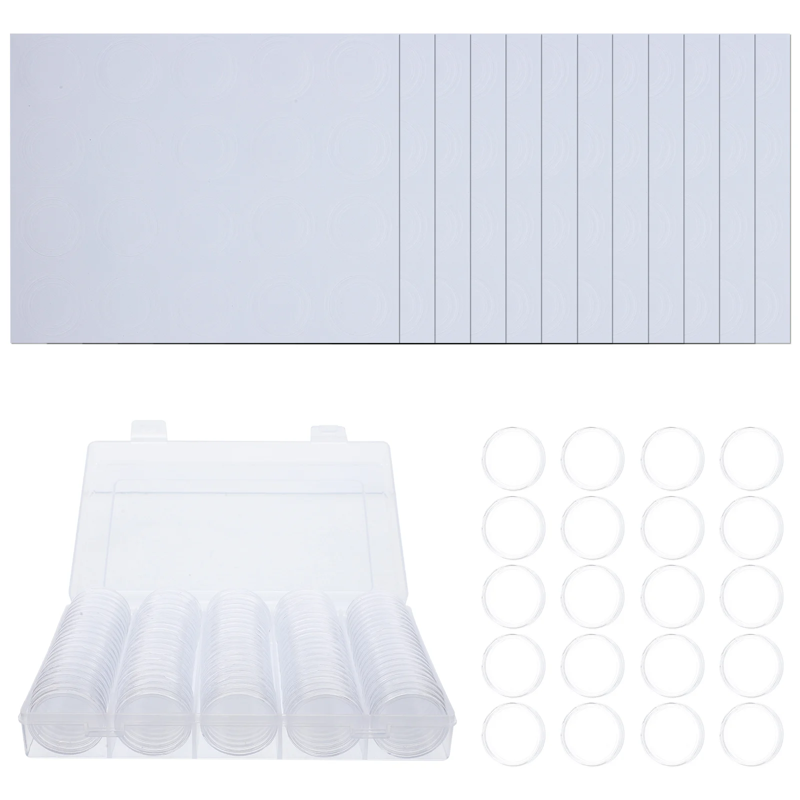 1Set Coin Storage Box Transparent PP Coin Holder Clear Round Case Coins Display Protective Case for Collector Use
