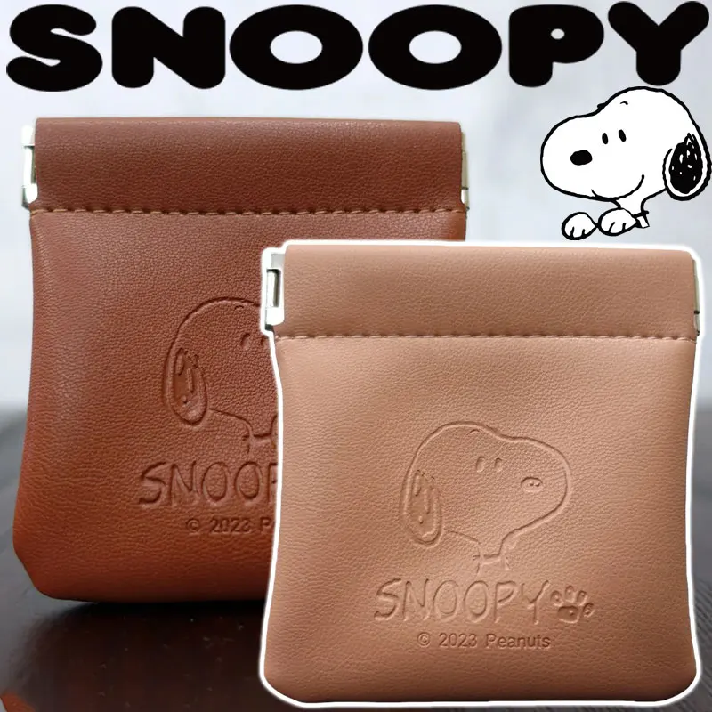 

Snoopy PU Leather Coin Purse Min Coin Holder Bag Fashionable Portable Trend Key Coins Lipstick Organizer Pouch Plaid Wallet Gift