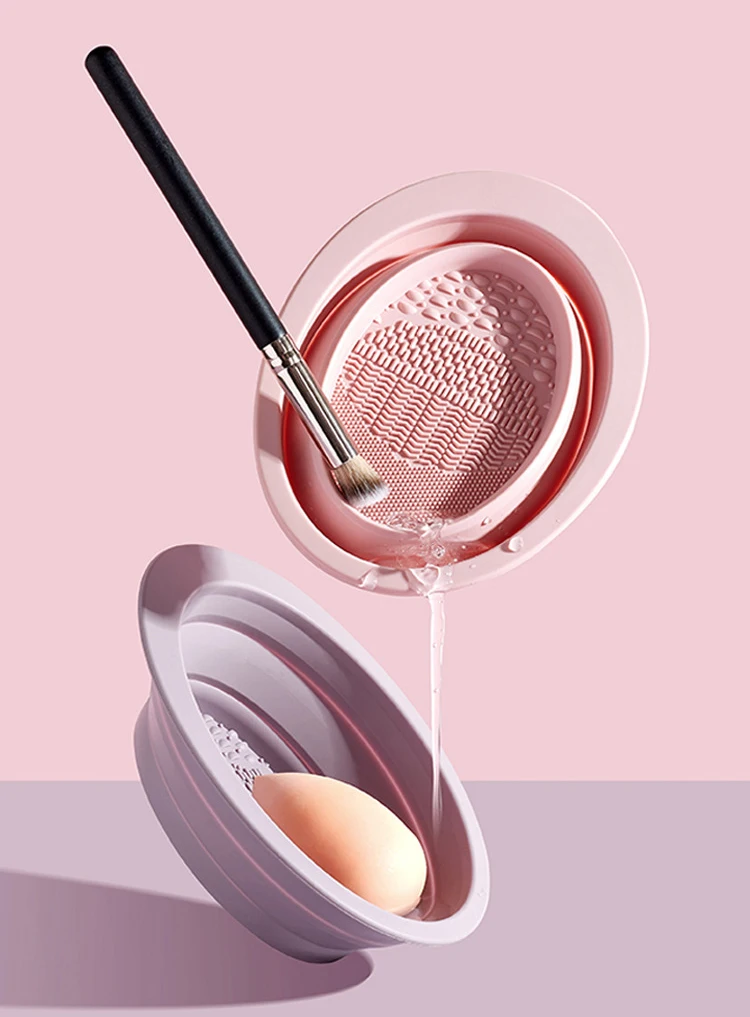 Foldable Makeup Brush Cleaning Bowl Makeup Brush Powder Puff Cleaning Liquid Makeup Brush Makeup Sponge Drying Net