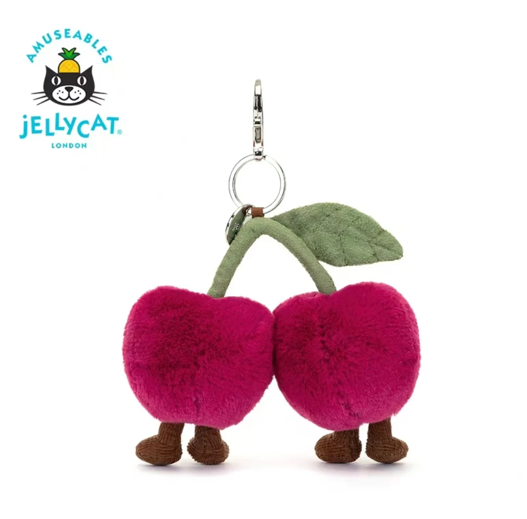 Jellycat Amuseables Cherries Bag Charm 4 дюйма — ультра-мягкая плюшевая игрушка NWT |   Идеальный подарок