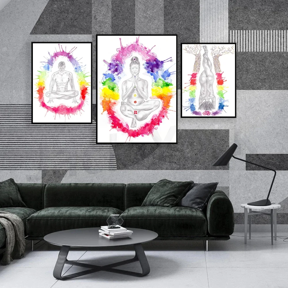 yoga meditation chakra print, lotus, floating lotus,sun, bow,rainbow, inverted pose,inverted pose, headstand pose