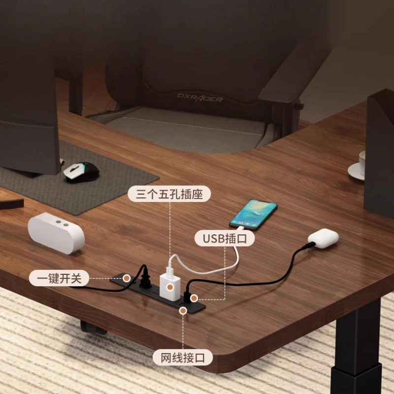 Solid wood electric corner table, computer desk study table, desk home desk, e-sports table liftable workbench