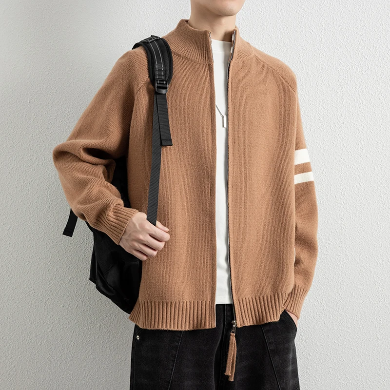 

Американский повседневный вязаный кардиган для мужчин: легкий, элегантный, высококачественный свитер-жакет свободного кроя для весны и осени, модная верхняя одежда