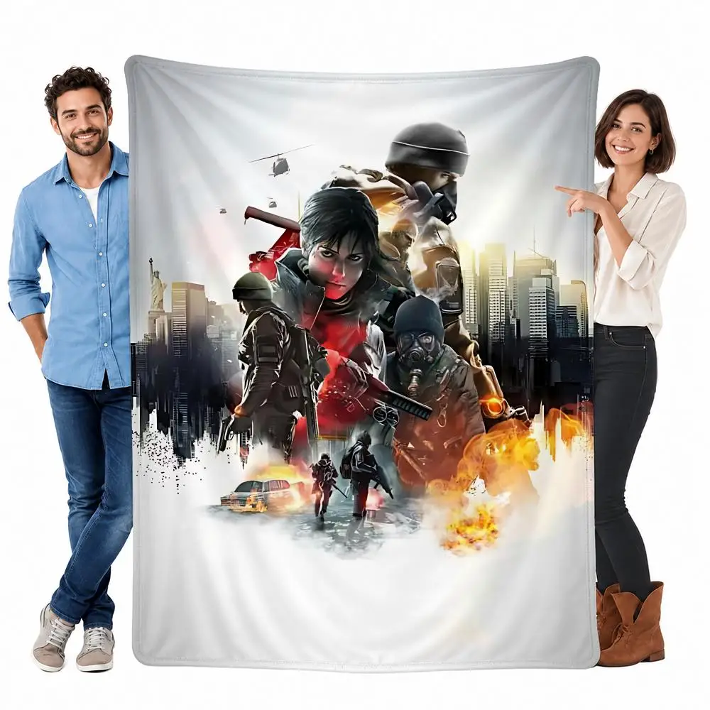 Bold Game Tom Clancy's The Division Throw Custom Printed Flannel Fleece Blanket for Sofa Bed Office Travel & Camping