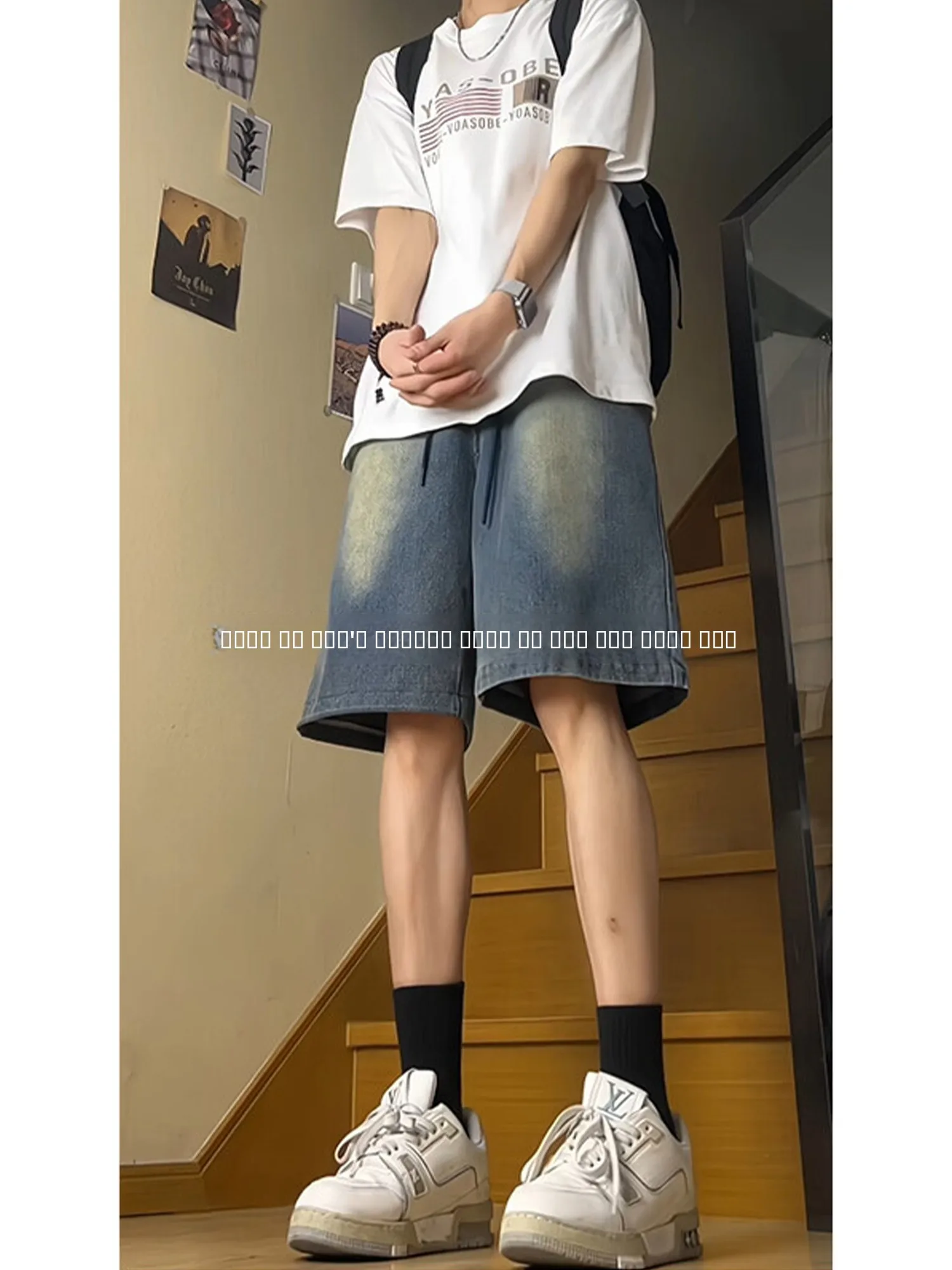 

Летние тонкие мужские джинсы свободного кроя с принтом «Звездное небо», повседневные универсальные джинсовые шорты прямого кроя до середины икры