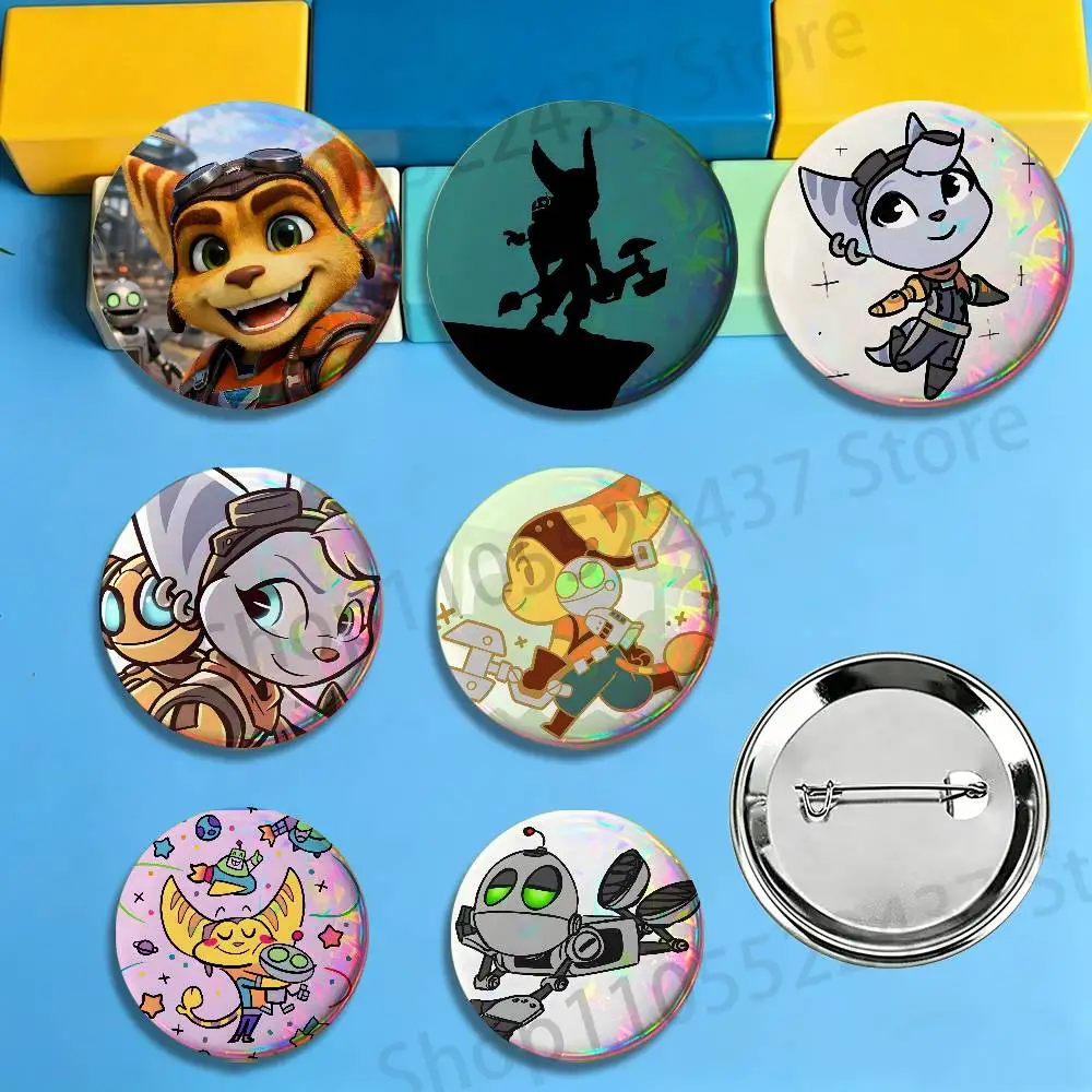 Anime R-Ratchet game Clank Enamel Pins Badge Round Brooch for Backpack Decor Accessories 25/32/44/58/75mm