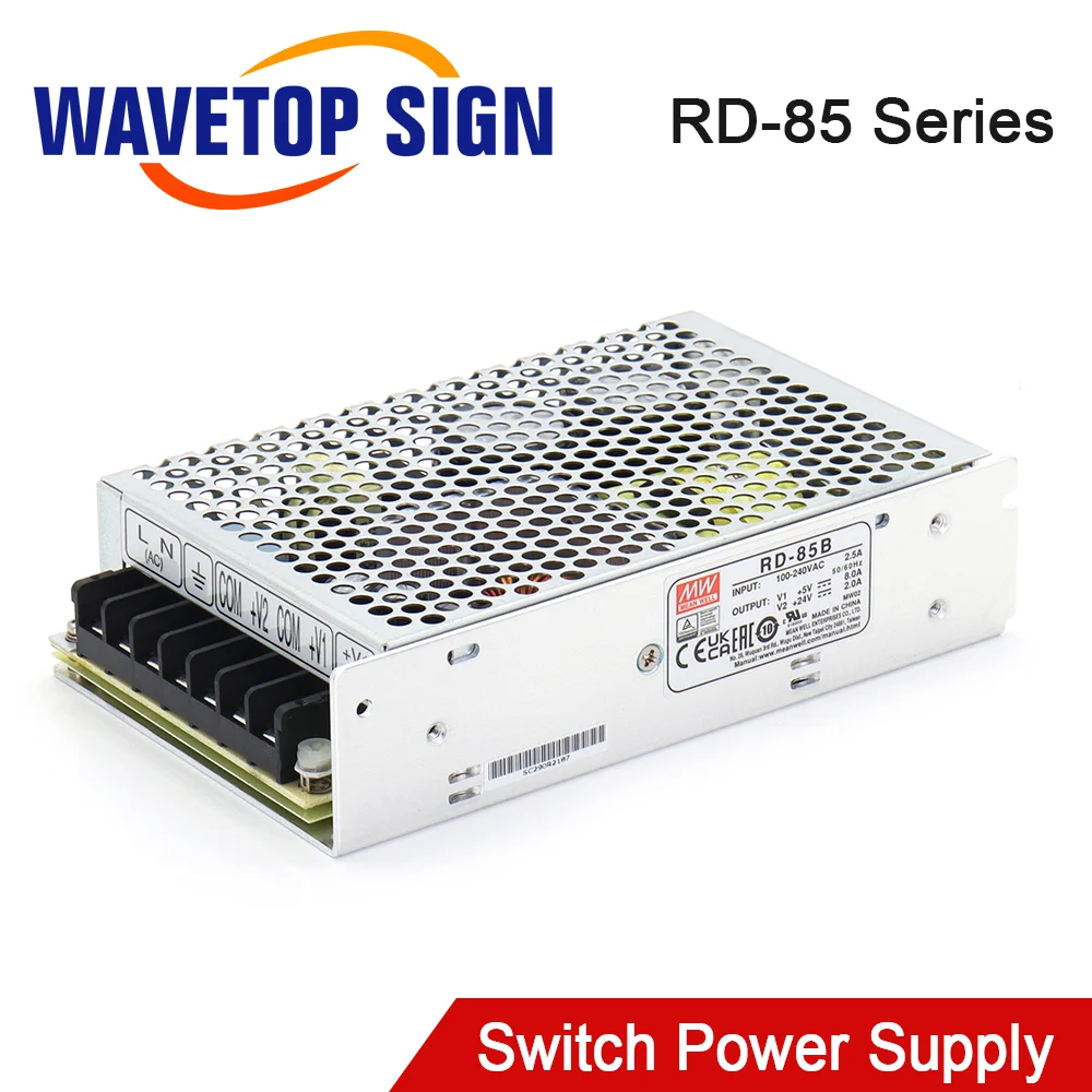 

WaveTopSign RD-85A Импульсный источник питания 5 В 12 В с двойным выходом RD-85B 5 В 24 В для машины для лазерной маркировки Co2