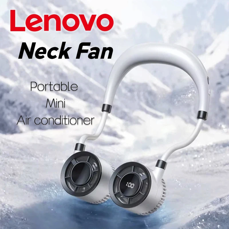 

Lenovo Hanging Neck Fan Cooling Air Conditioner Charging Mini Fan Ultra Long Battery Life Digital Display 2026 NEW