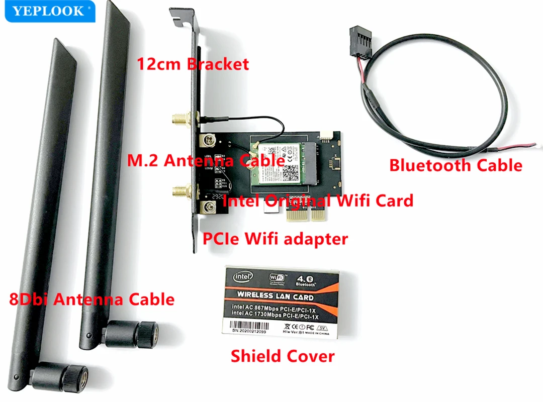 Adaptador PCIe 1x de escritorio con tarjeta Wifi AC 8260, 8260NGW, 867Mbps, banda Dual, 2,4G/5Ghz, Bluetooth 4,2, tarjeta de red M.2 NGFF