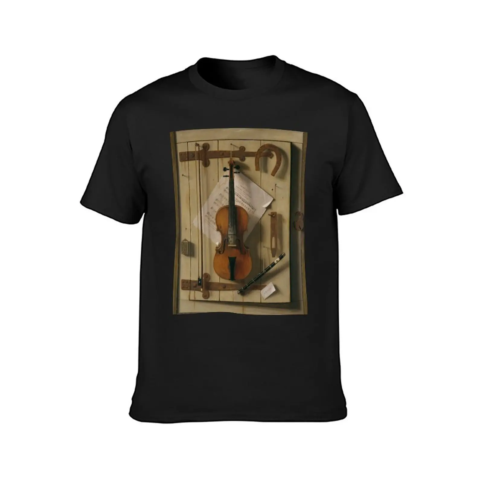 Still Life: Violin and Music, William Michael Harnett, American 1888 T-shirt summer tops tees sublime plain white t shirts men