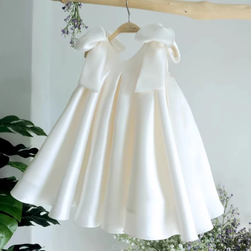 

Teen Girl Clothes 2025 White Girls Host Dress Children Gown Costume Kids Summer Performance Outfit Birthday Party Princess Tutu