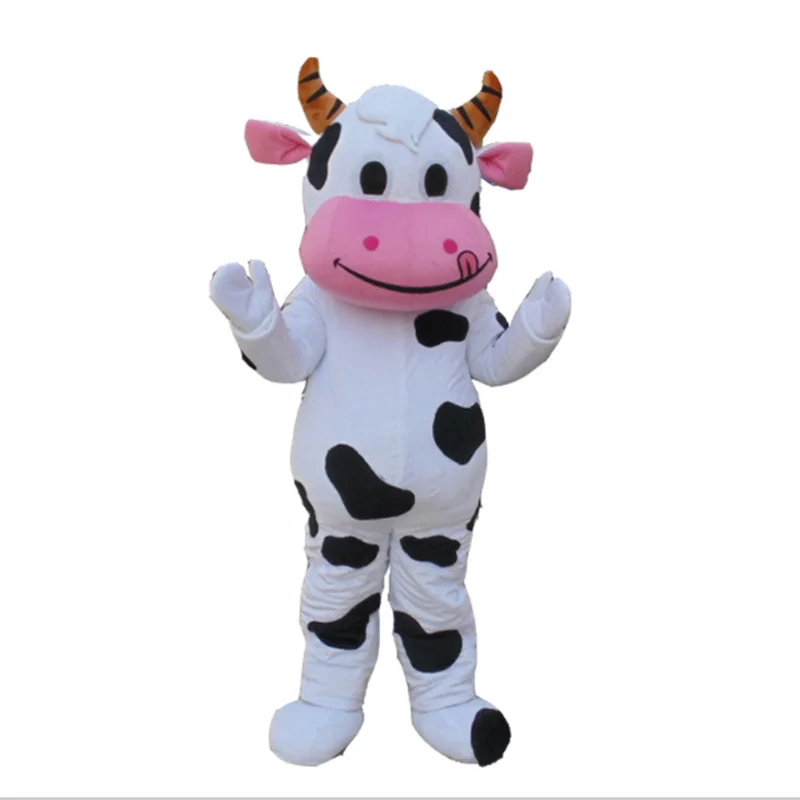 Farm Cow Mascot Dress Adult Size Cartoon Doll Halloween Shop Activity Fancy