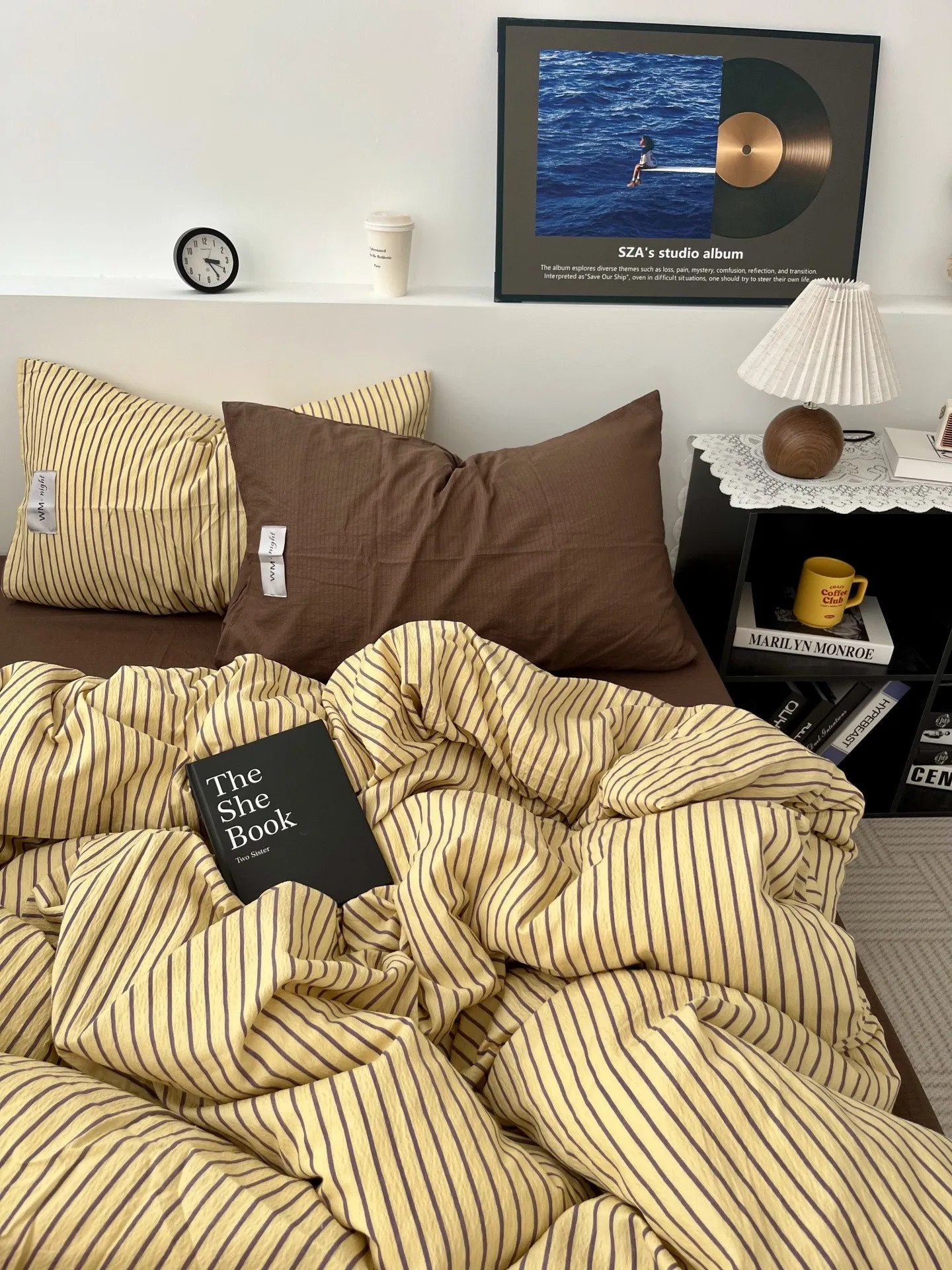 

Simple Stripe Washed Cotton Bedding Set Three-Piece Student Cotton Duvet Cover Cotton Sheet Full Cotton Bedding Set