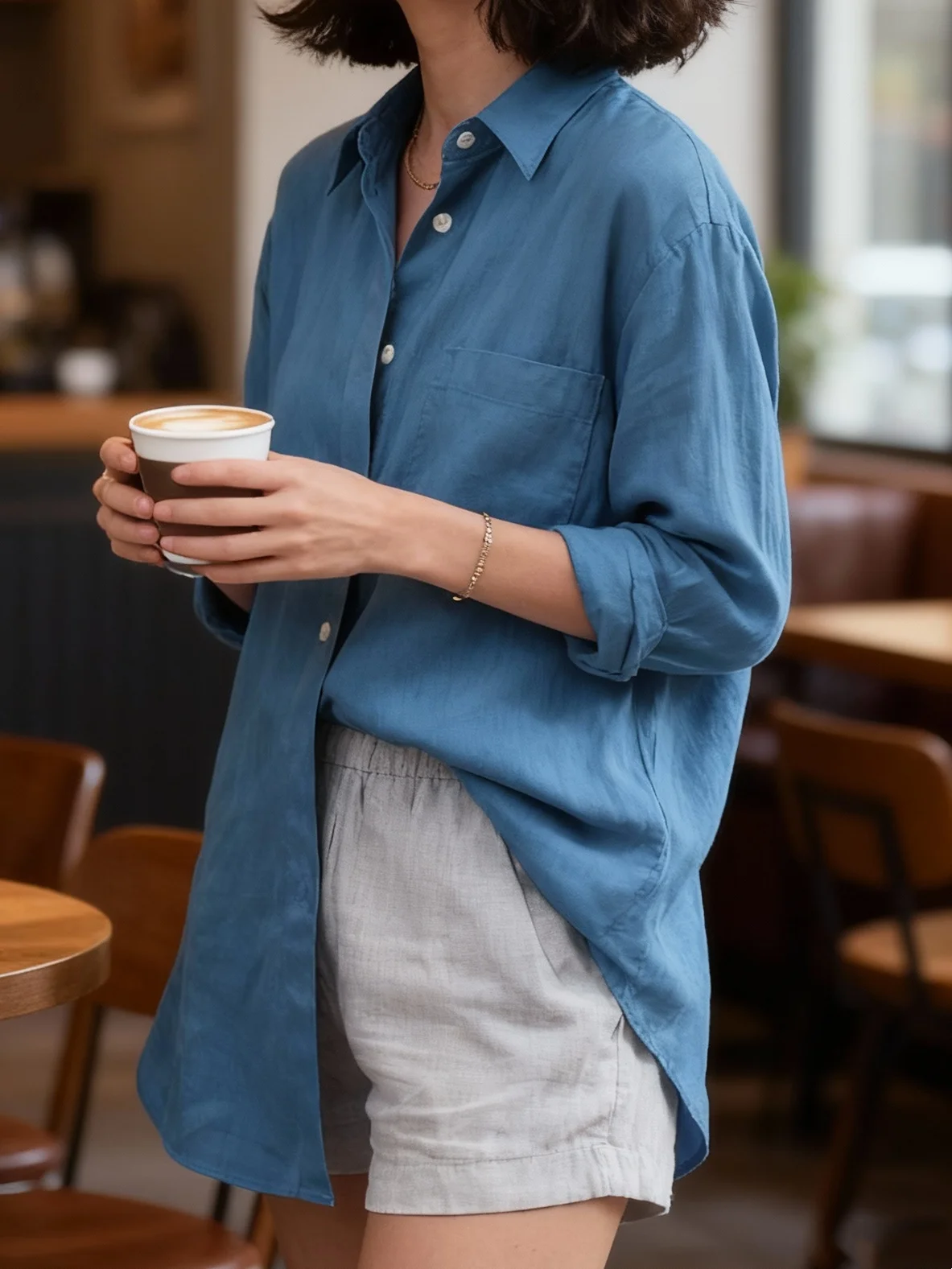 Camicia tinta unita alla moda da donna taglie forti Top autunnale Capispalla versatile Abbigliamento formale da donna