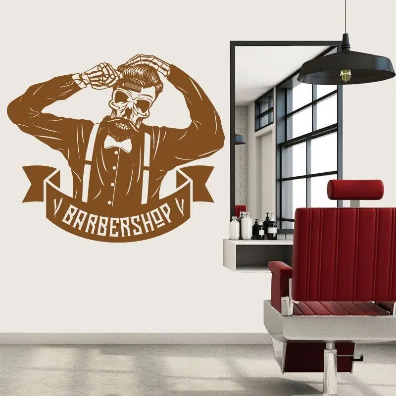 Customizable Text Name Barber Shop Wall Stickers Personalized Barber Salon Signboard Windows Door Decorative Vinyl Decals LF1