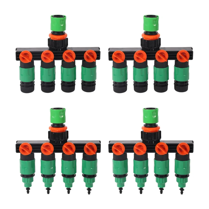 4-Way Independent Valve Hose Splitter DN16mm Inlet 1/2