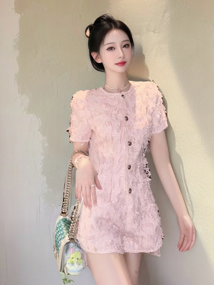 

Pink Tassel One-Piece Pants Women's High Waist Wide Leg Pants Sweet angFeng ort Pants Polyester Fiber 00% Commute Sle