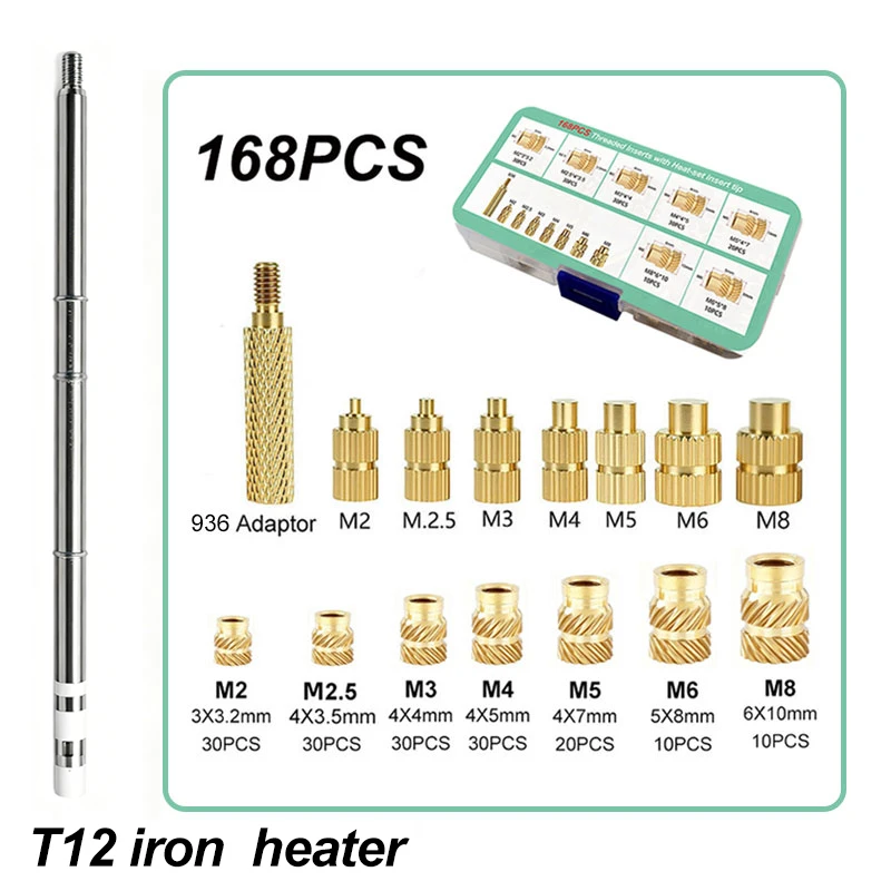 3D Printed Parts Hot Melt Nut Embedded Insertion Tipl M2 M3 M4 M5 M6 M8 for Quicko T12 Soldering Iron Heat Set Insert Tool