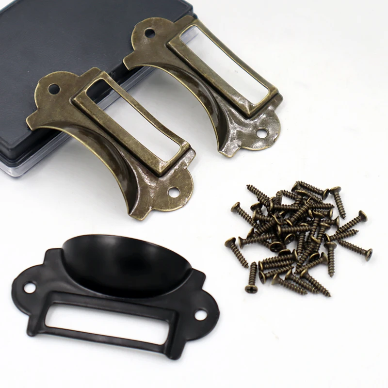 20PCS File Name Card File Cabinet Handles Label Holder Antique Bronze Drawer Label Pull Cabinet Frame Handle