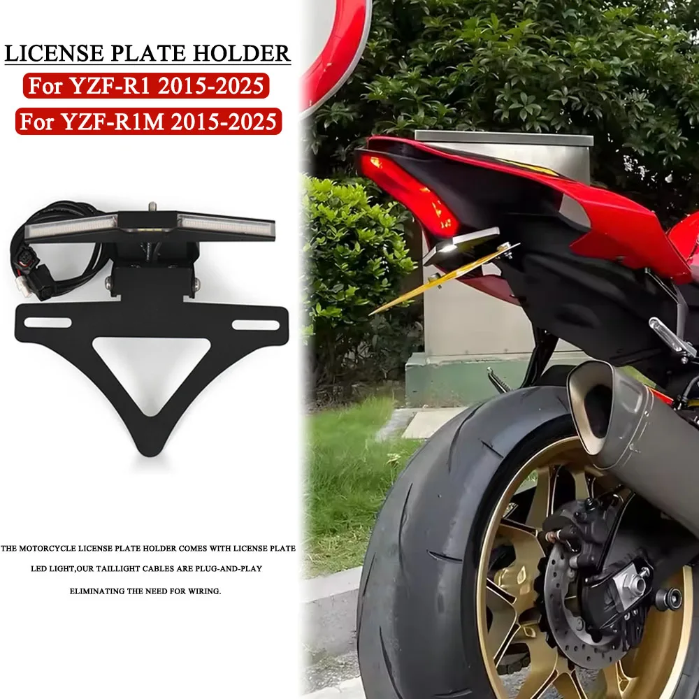 

Fit For Yamaha YZF-R1 YZF R1 M YZFR1 2015-2025 Motorcycle Accessories LED Lighting Turn Signal Bracket Rear License Plate Holder