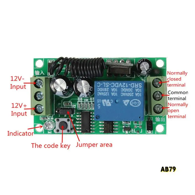 6X Dc 12V 10A 1Ch Wireless Remote Control Switch System Receiver Transmitter 2 Buttons Waterproof Remote 433Mhz