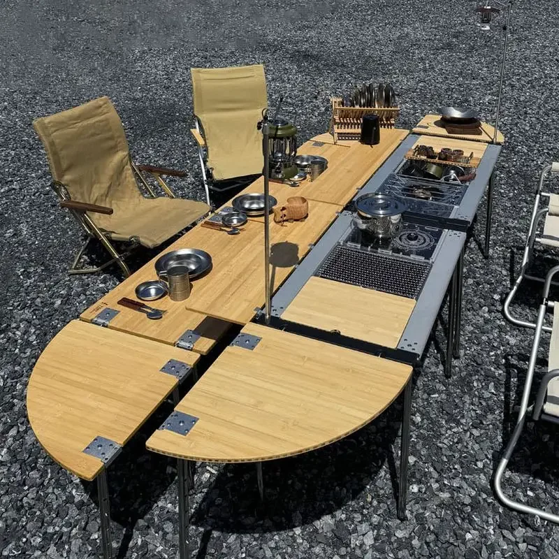 Camping IGT Table IGT Outdoor Mobile Kitchen Bamboo Extension Board Telescopic Legs IGT Corner Board Side Board Free Combination