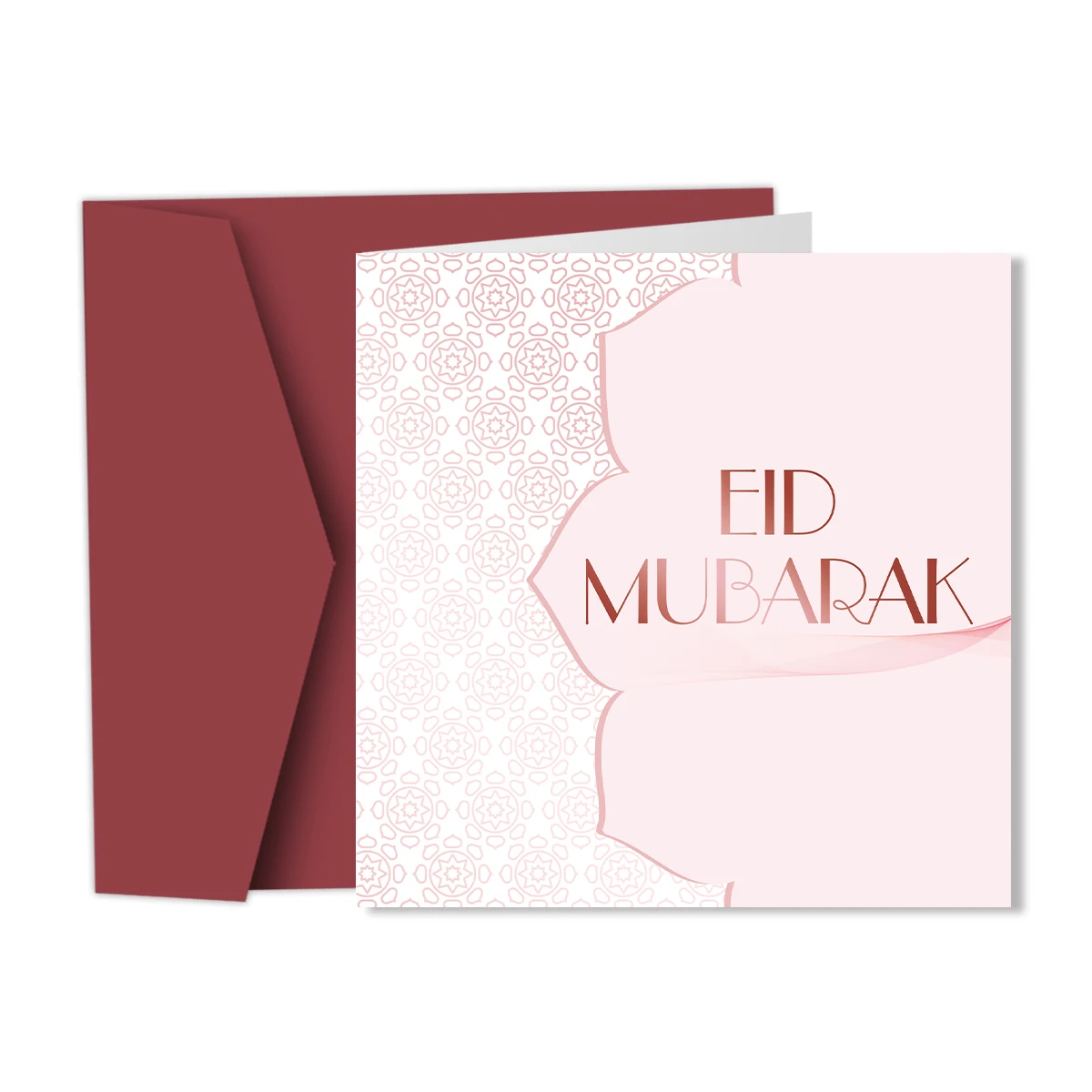 1 Stück rosa Eid Mubarak Grußkarte mit Umschlag für Freunde und Familie, Eid Al-Fitr Dekoration, perfekt für die Ramadan-Feier