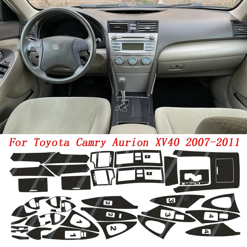 For Toyota Camry Aurion XV40 2007-2011 Car-Styling Carbon Fiber Car Interior Center Console Color Molding Sticker Decals Parts