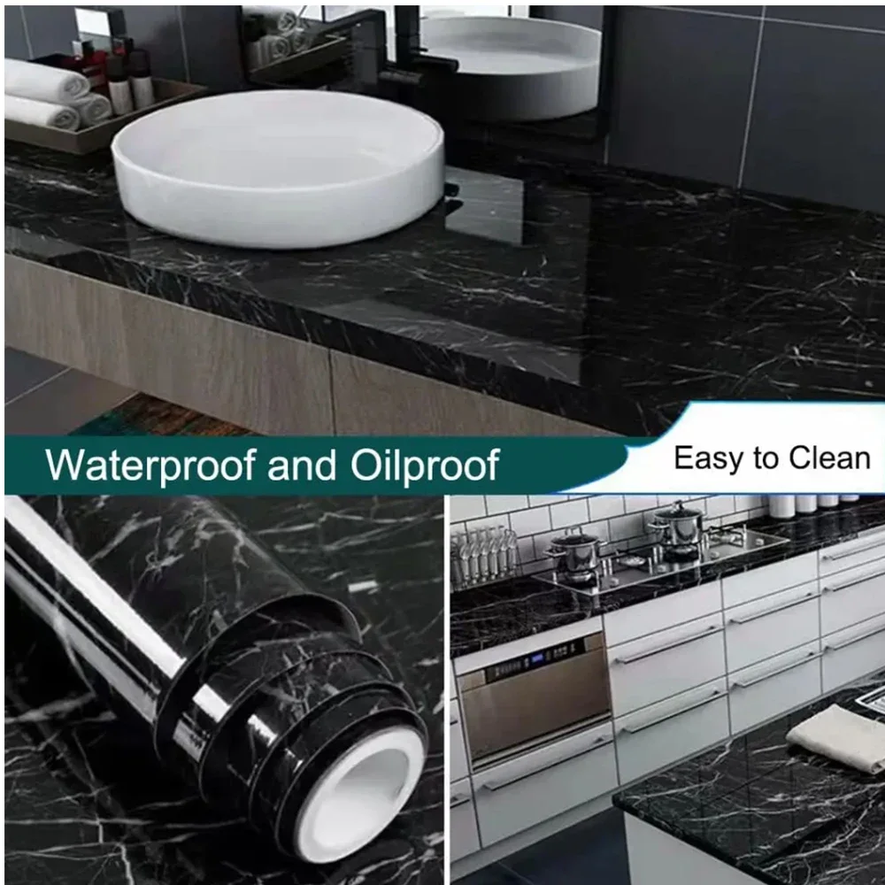 Marble Vinyl Self Adhesive Wallpaper for Bathroom Kitchen Cupboard Table Wall Contact Paper PVC Waterproof Wall Stickers