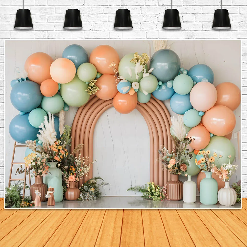 Mocsicka Bohemian Child Background for Photography Baby 1st Birthday Cake Smash Party Decor Pampas Grass Boho Rainbow Backdrops