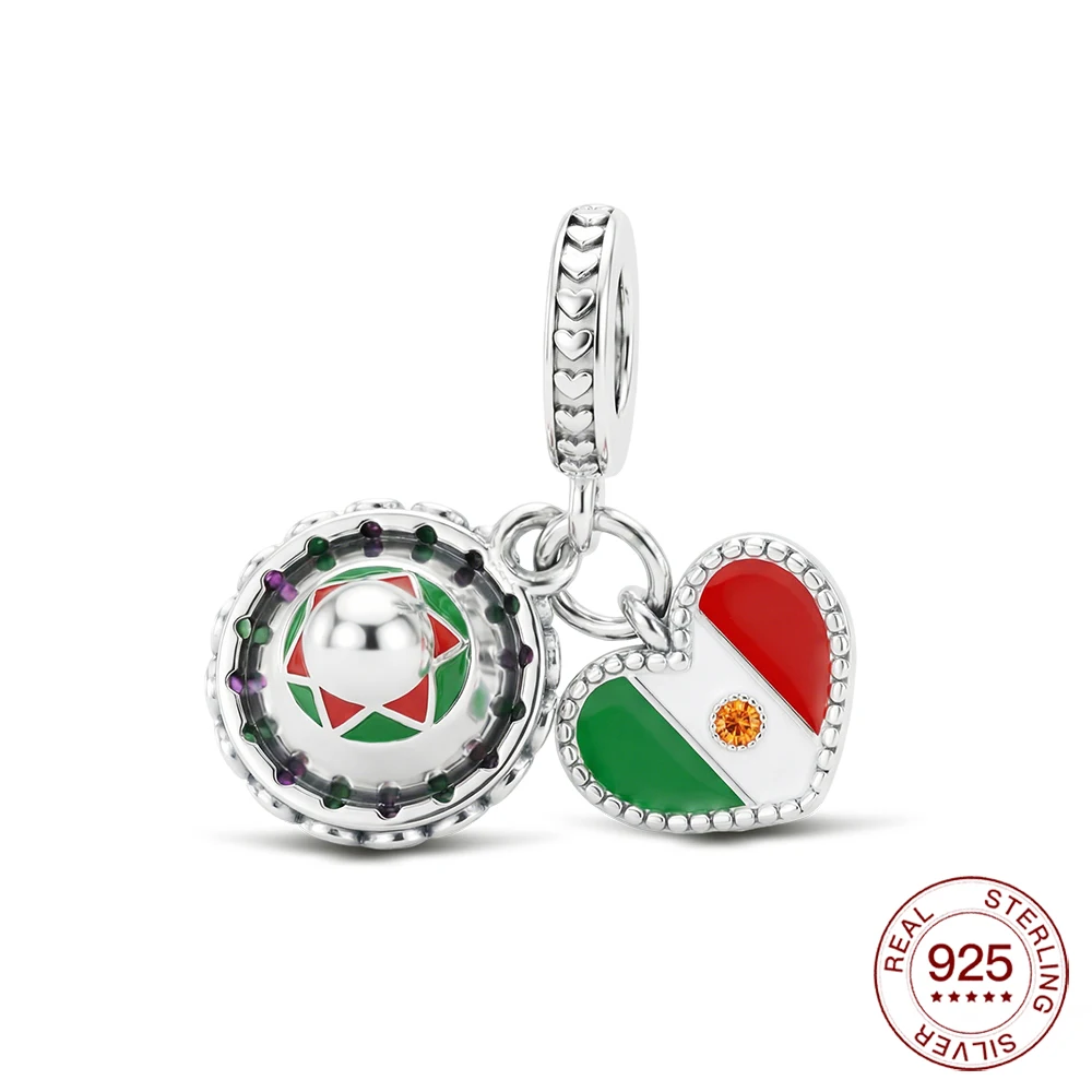 925 Sterling Silver Charm Mexican Hat Flag Pendant Fit Bracelet Diy For Women Elegant Fashion Jewelry Graduation Travel Gifts