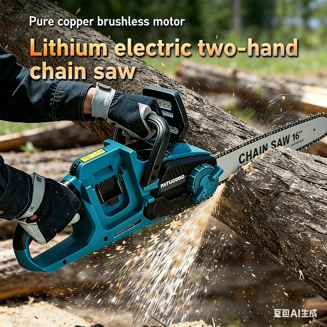 Brushless 16 Inch Cordless Electric Chainsaw Rechargeable Handheld Wood Cutter Orchard Pruning Saw Compatible For Makita Battery