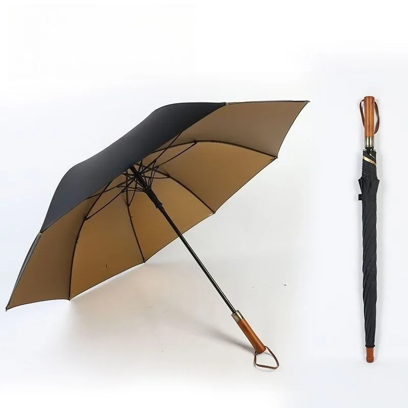 

For Mercedes-Benz BMW Rolls-Royce Other Luxury Car With Car Logo Business Golf Umbrella Pure Wood Long Handle Gold Glue Umbrella