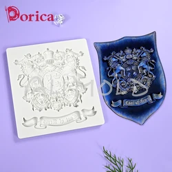 Coat of Arms Embossed Silicone Mold Chocolate Fondant Cake Decor Mould DIY Resin Clay Making Model Home Decorating Tool Bakeware