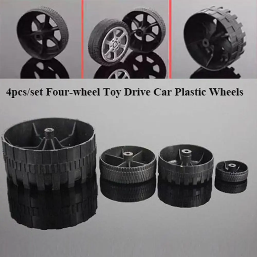 Nieuwe Diameter 30 Gaten 2mm Vierwielige Speelgoed Accessoires Zwart Plastic Wiel DIY Speelgoed Onderdelen Mini Rubberen Wielen Model