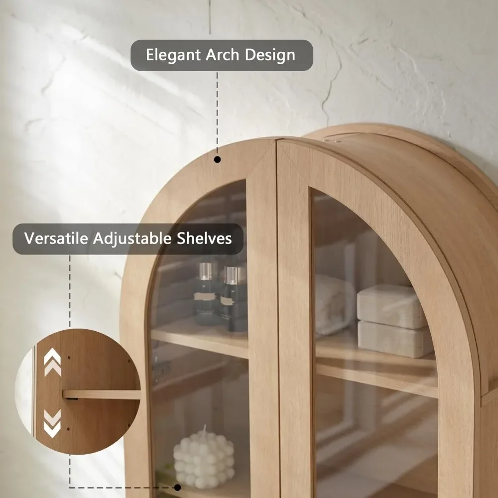 Vender bien mueble de baño de pared arqueado con puertas de vidrio, almacenamiento sobre el inodoro de 23,5" x 31,4"
