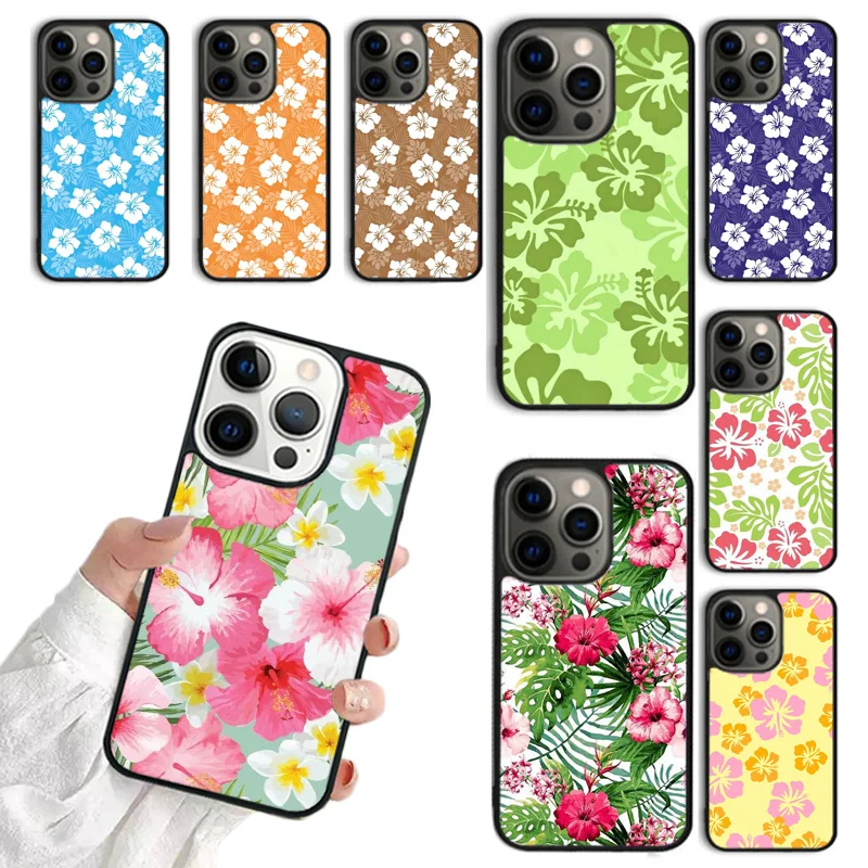 Hibiscus Flowers Floral Hybrid Mobile Phone Cases Cover For iPhone 17 Air 16 15 14 12 13 11 Pro MAX apple Plus Coque