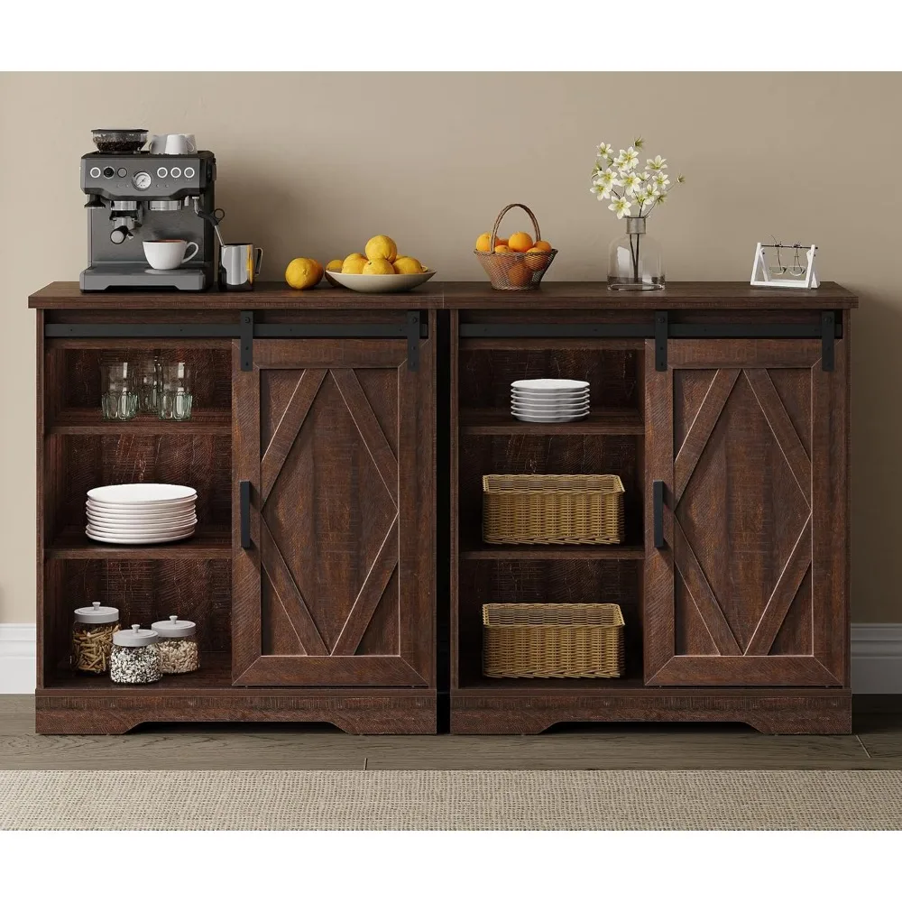 Buffets & Sideboards Buffet Table 2 in 1 Bar Cabinet with 2 Doors for Dining Room，Brown