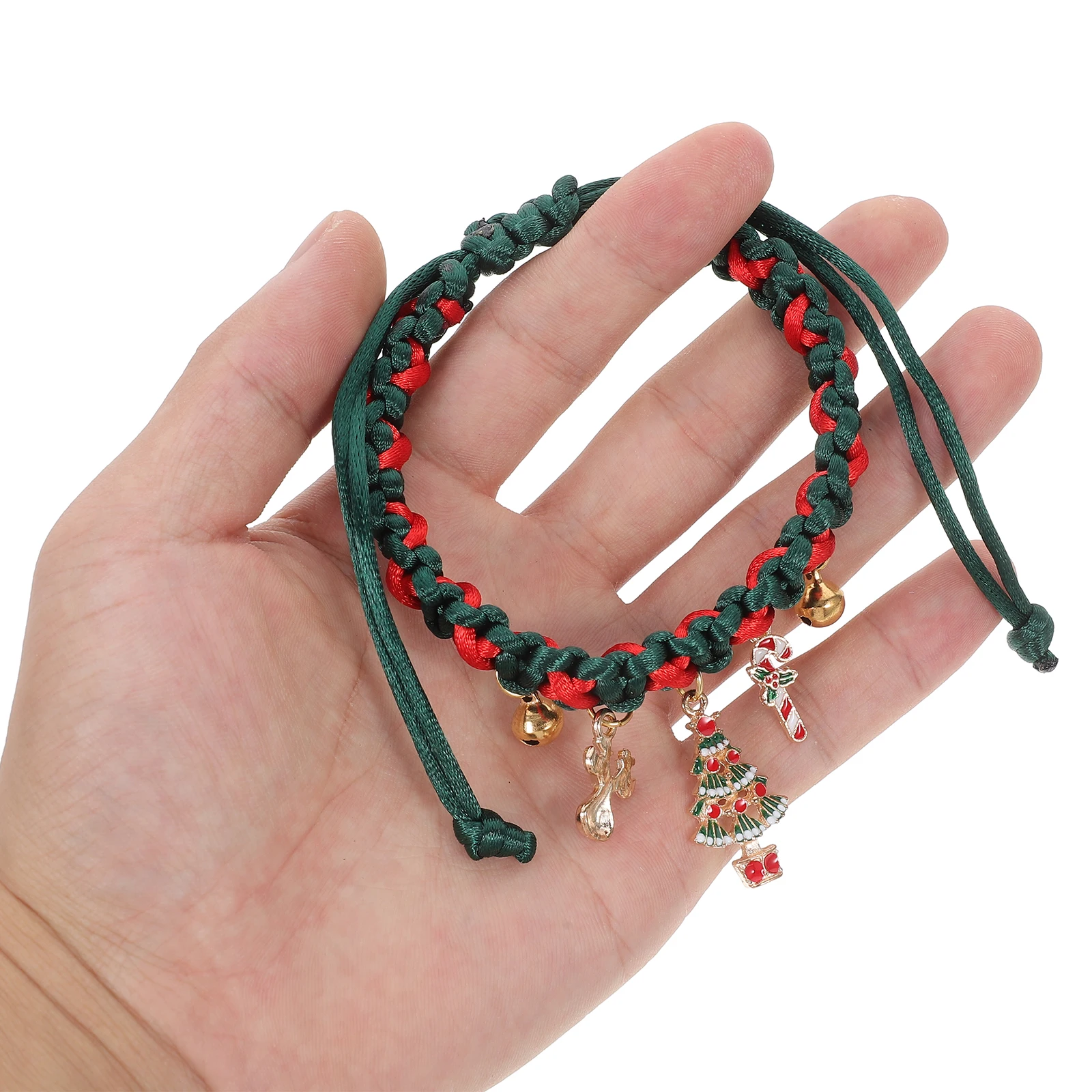 طوق قطة محبوك مضفر باللون الأحمر والأخضر مع جرس تصميم أمان قابل للتعديل لقضاء عطلة عيد الميلاد اليابانية الكورية #4