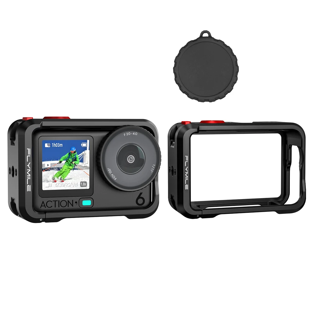 

Aluminum Protective Frame Case for DJI OSMO ACTION 6, Quick-Release Rabbit Cage Protective Frame Housing Sleeve with Lens Cover