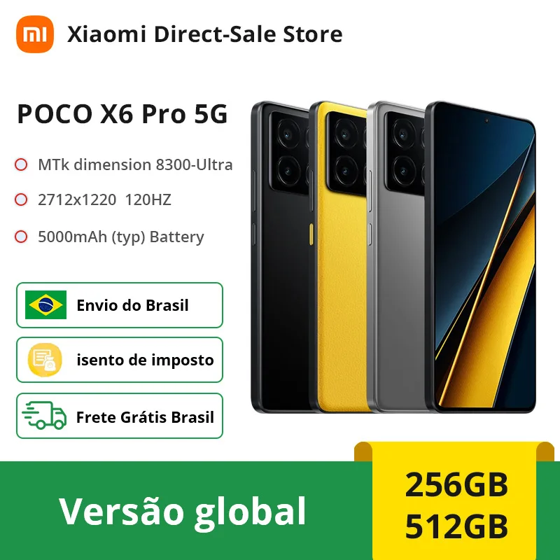 Global Version POCO X6 Pro 5G 256GB/512GB 120Hz 1.5K Flow AMOLED DotDisplay 64MP triple camera MTK Dimensity 8300-Ultra NFC