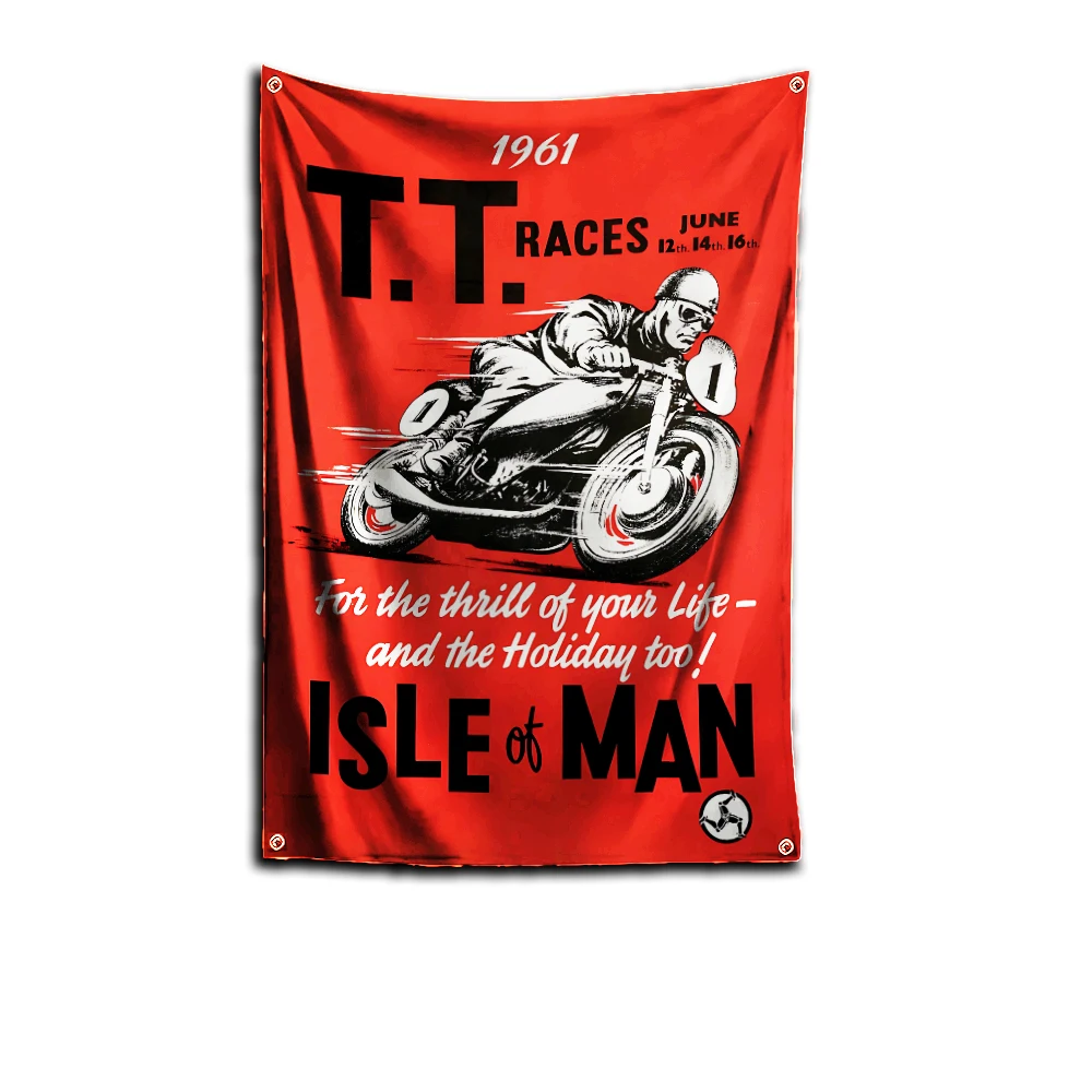 3x5 Ft Isle Of Man TT Flag Polyester Digital Printing Racing Banner for Garage Wall Art Out Door Decoration With Brass Grommets