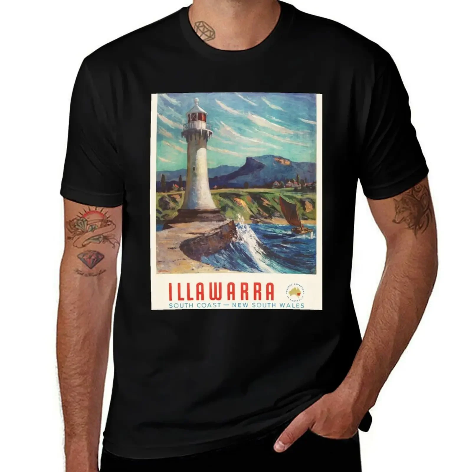 

Australia ILLAWARRA South Coast New South Wales Vintage Travel Poster Promotion T-Shirt football t shirt vintage t shirt men